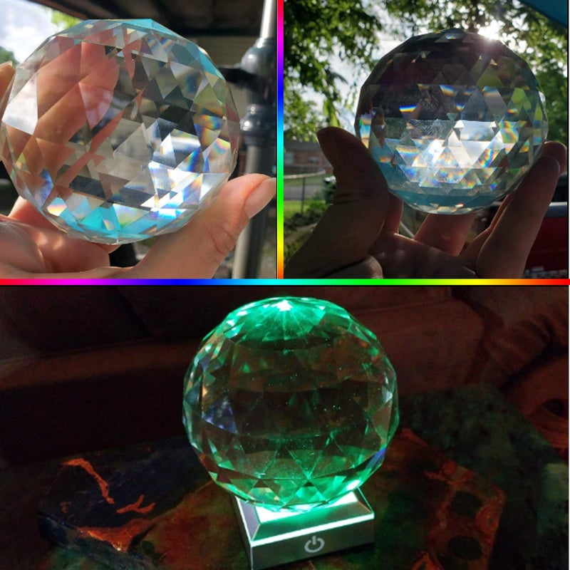 Tirifer Clear Crystal Suncatcher Ball Prism Glass Sphere Faceted Gazing Ball Rainbow Maker Window Prisms Suncatcher for Window  Sun Catcher(80mm/3.15inch) - Image 4
